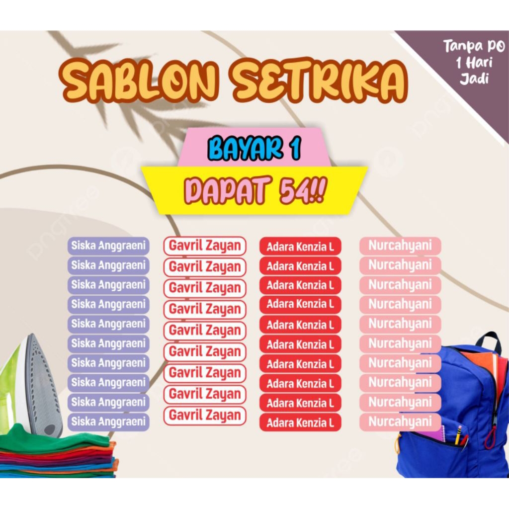 

sablon dtf tempel setrika custom nama