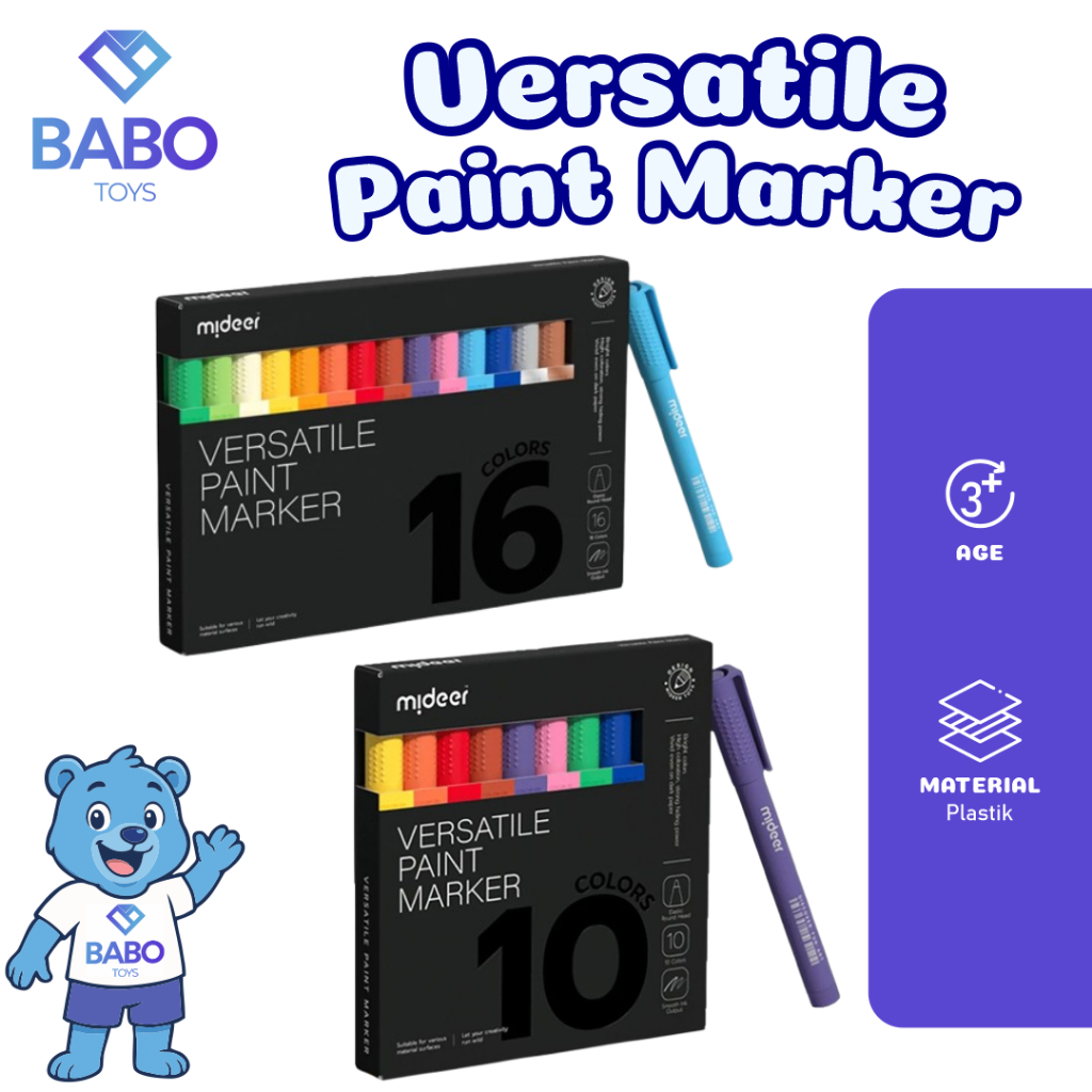 

Mideer Versatile Paint Marker 16 Color Washable Spidol Warna Marker Erasable Mewarnai Spidol Warna Serbaguna Hadiah Anak