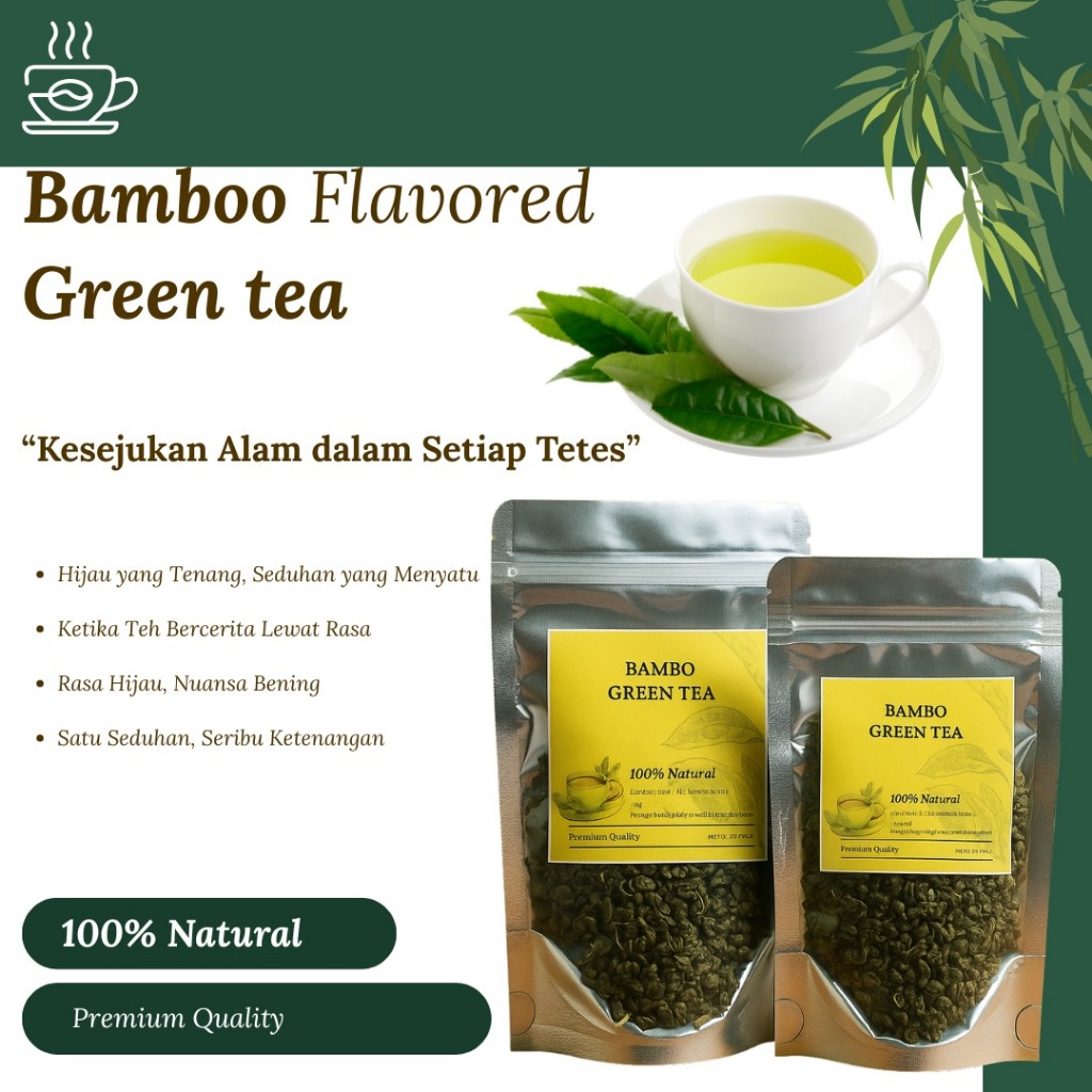 

Bamboo Green Tea flavored 50gr/25gr Teh Premium