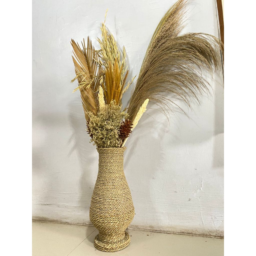 Paket Bunga Kering dan Pot / Paket Dekorasi Rumah / Home Decor / Pampas / Rayung