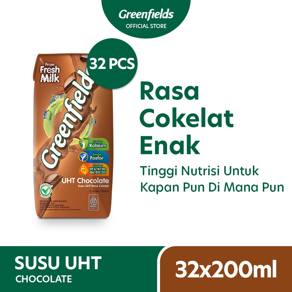 

[LEBIH HEMAT] Susu Greenfields UHT Chocolate 200ml x 1 Karton