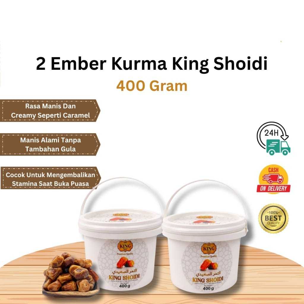 

Kurma Shoidi 400gr Kurma King Shoidi Kemasan Ember / Kurma Ember