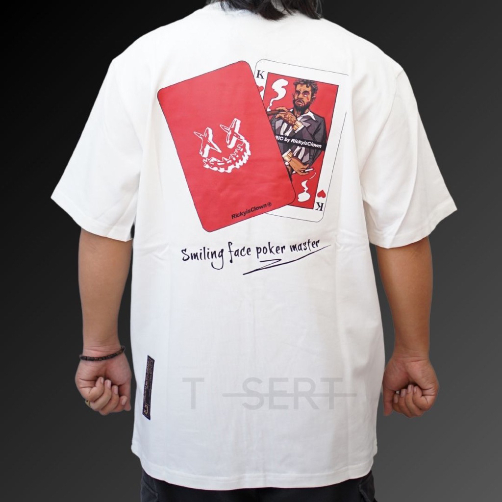 RIC Ricky Is Clown Poker Face King White Tee Original / Baju Kaos Rickyisclown Authentic