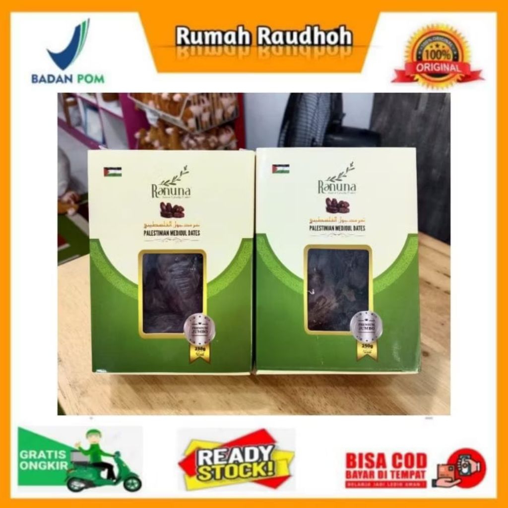 

KURMA MEDJOOL PREMIUM 250 GRAM - RANUNA PALESTINIAN MEDJOUL DATES