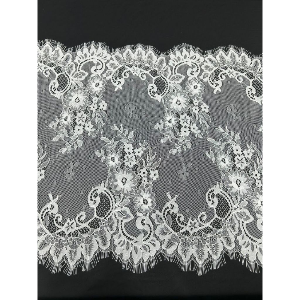 Bakal Kain Bahan Renda Brukat/ Kain Renda Panel 3m/ Lace Brokat/ Renda Putih/ Renda Aplikasi