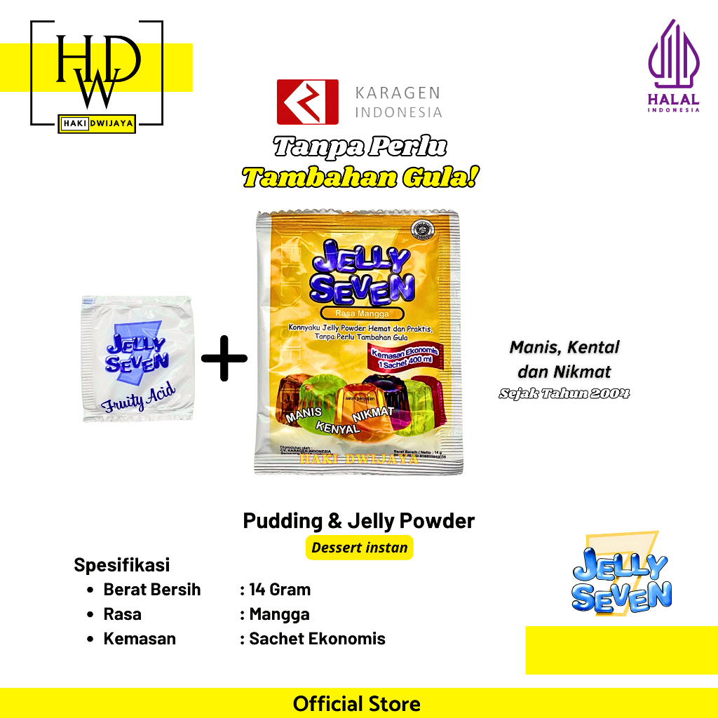 

Jelly Seven Ekonomis Bubuk Jelly Serbaguna 14 gram x 12pcs Rasa Mangga