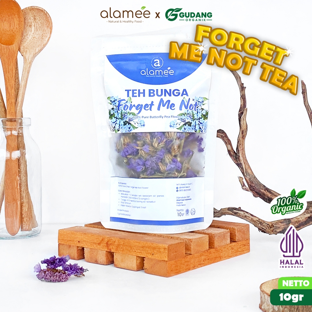 

alamee teh bunga forget me not menawarkan khasiat herbal dan aroma menenangkan yang menyegarkan 10g