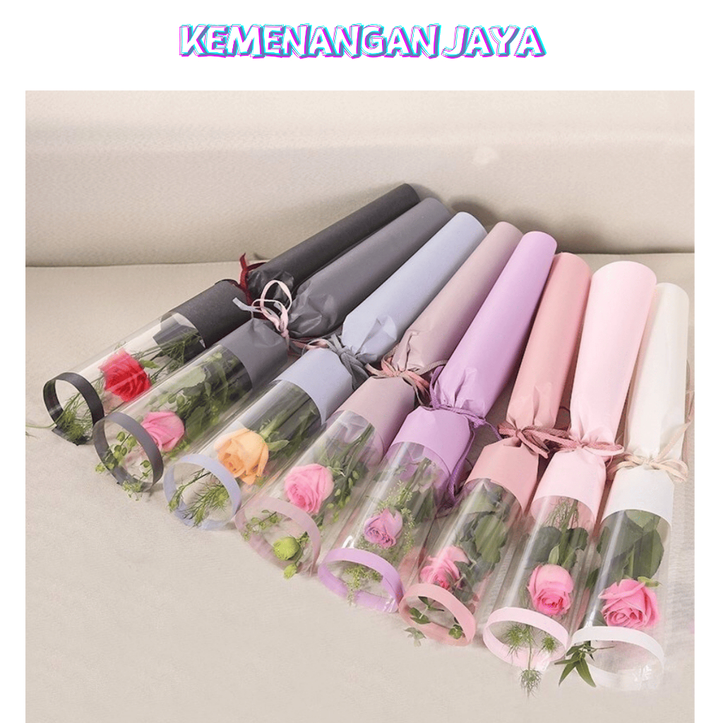 

Flower Wrapping Paper Color Frame Transparan List Waterproof Kertas Buket Bunga Wisuda Anniversary Romantis Gift KB115