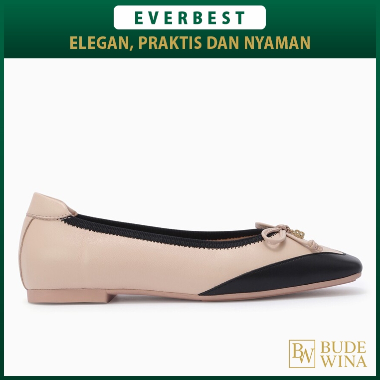 EVERBEST SEPATU FLAT SHOES WANITA ORIGINAL KULIT ASLI COKLAT BEIGE CREAM EW06