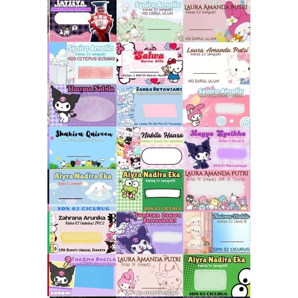 

stiker label buku nama custom request