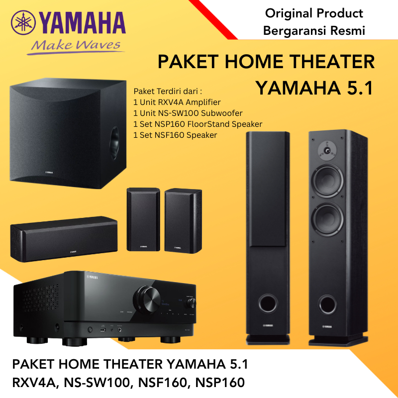 Paket Home Theater Yamaha 5.1 RXV4A RXV-4A RXV 4A Amplifier NSSW100 NS-SW100 NS SW100 Subwoofer NSF1
