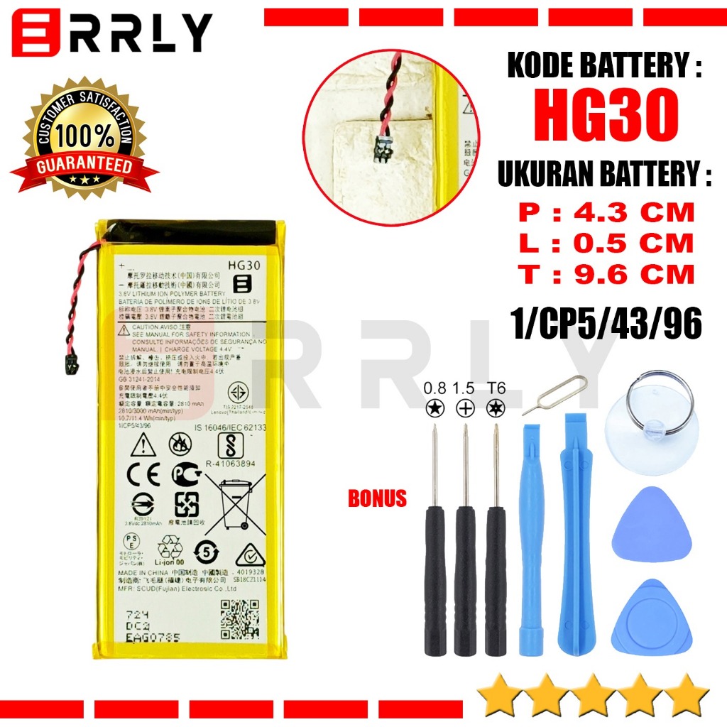 ERRLY Baterai HG30 Untuk Hp Motorola G5S+ / G5S Plus / Moto G6 / XT1791 Batre Batrai High Quality