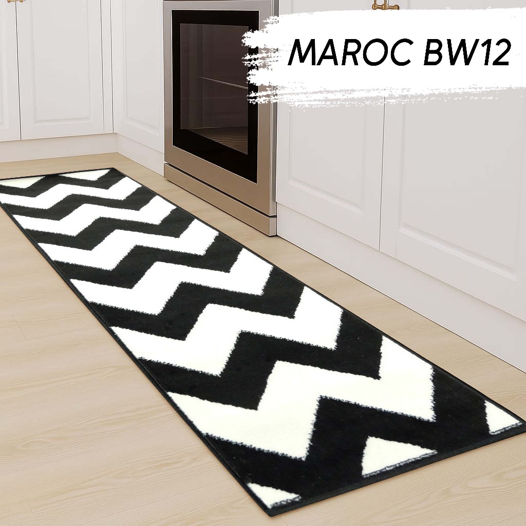 MAROC Karpet 80x200 BW 12 Monokrom Local, Karpet Lantai, Karpet Bulu