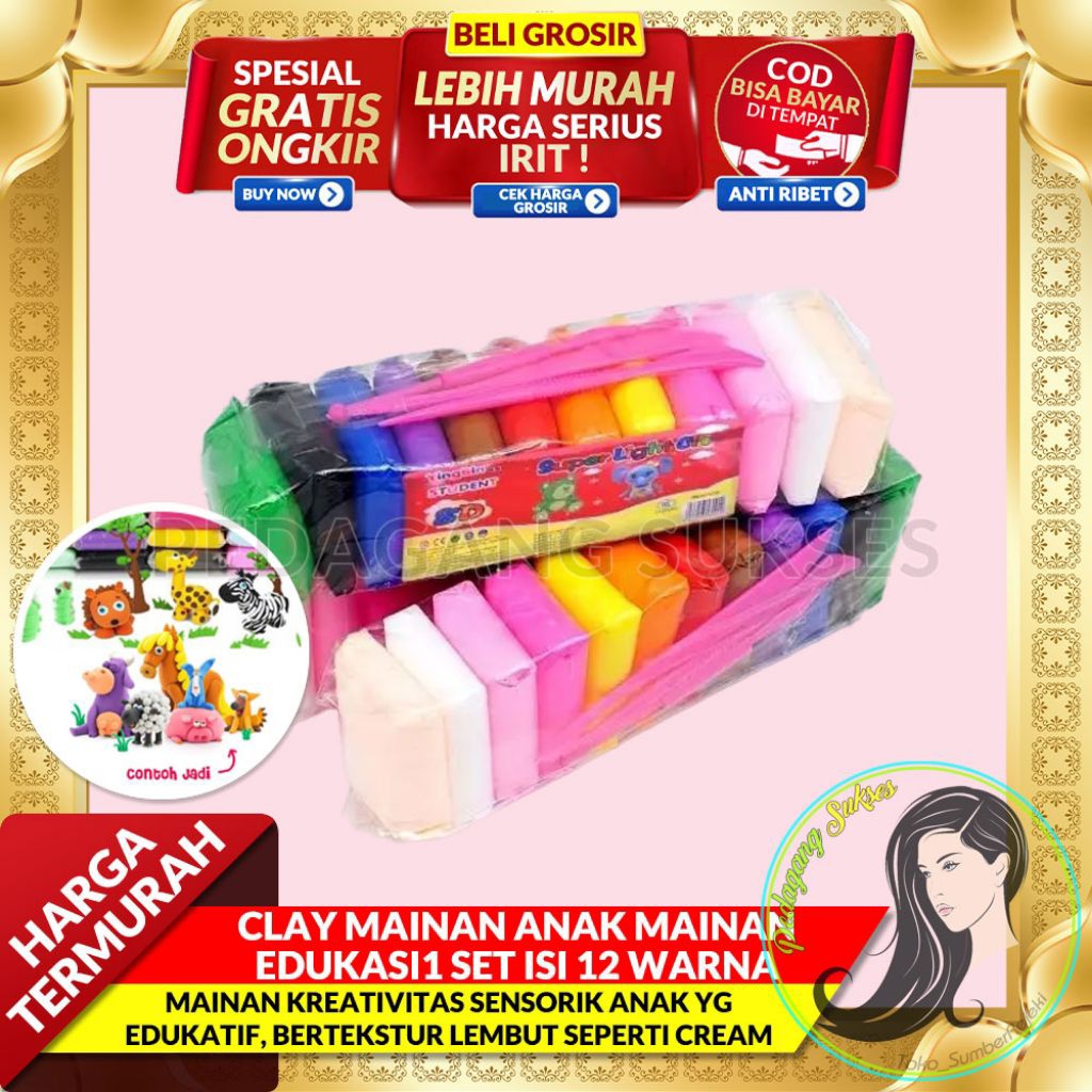 HOT PRODUCT GROSIR PASTI MURAH Clay Mainan Anak Mainan Edukasi Lilin Anak Clay Polymer Clay Lengkap