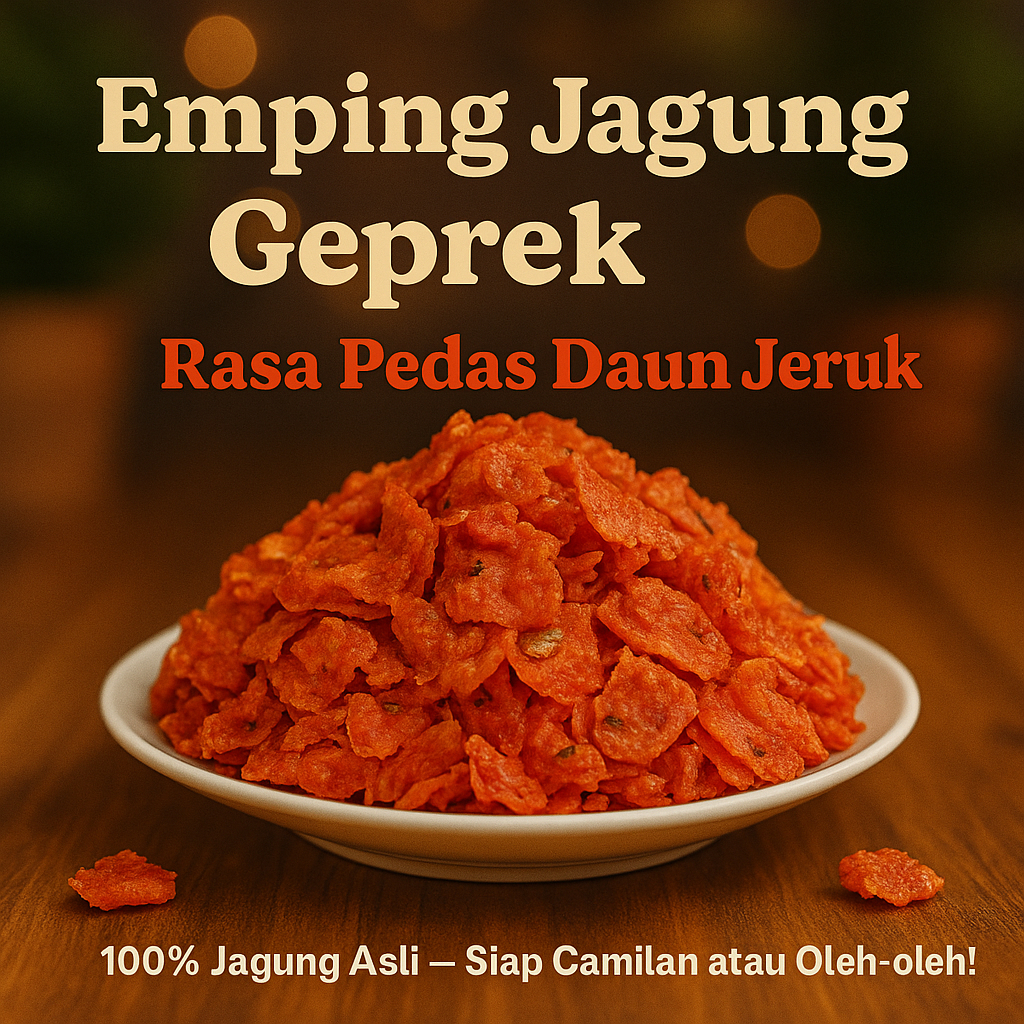 

Jagung Geprek 250 Gram Emping Jagung Keripik Jagung Pedas Daun Jeruk Gurih Enak Cemilan Murah