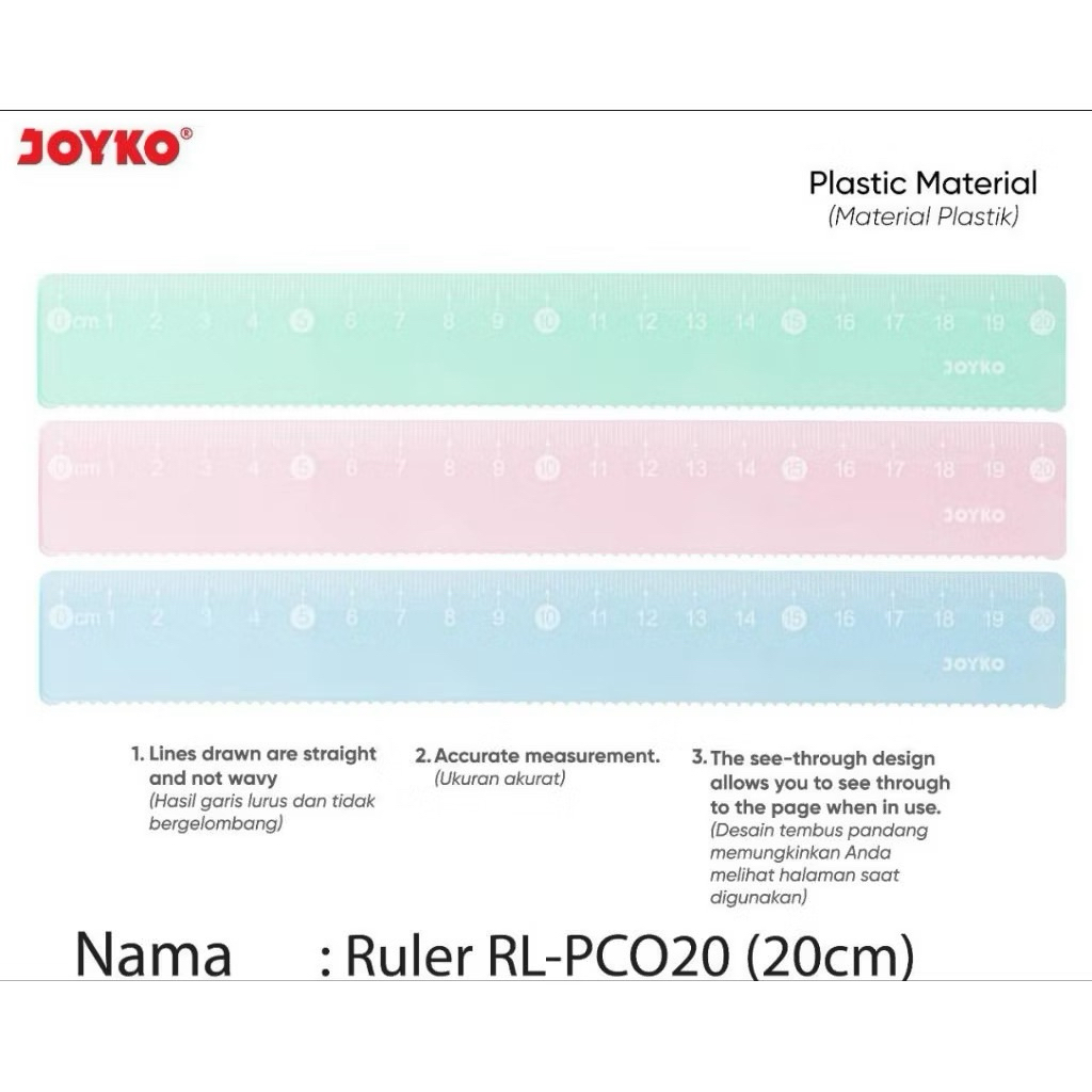 

Penggaris plastik Joyko RL-PC020 (1pcs)