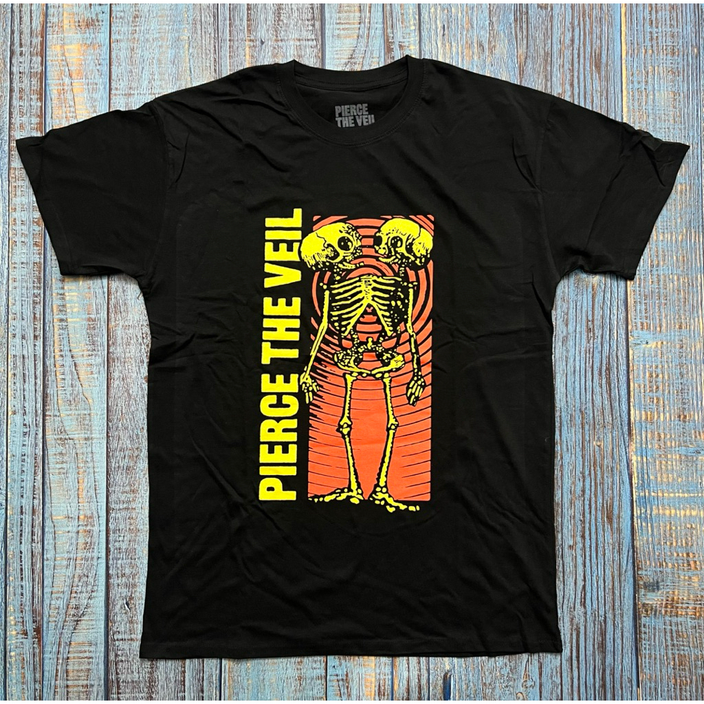 [ORI] Kaos T-Shirt Band Pierce The Veil - Wavy Skeleton Official Merchandise Kaos Pria