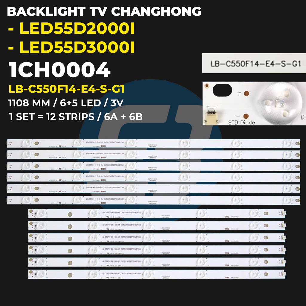 Backlight TV Changhong 55 Inch LED55D2000i LED55D3000i 55D2000i 55D3000i LB-C550F14-E4-S-G1