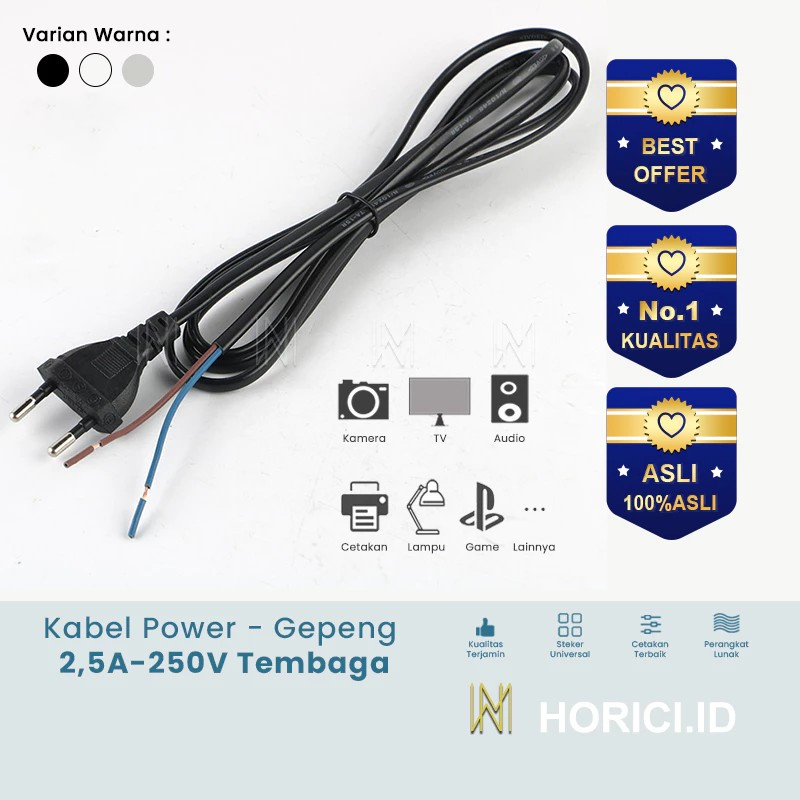 5M ASLI TEMBAGA KABEL POWER /KABEL AC 220V /KABEL LISTRIK Sambungan+Colokan Listrik Panjang 5 Meter