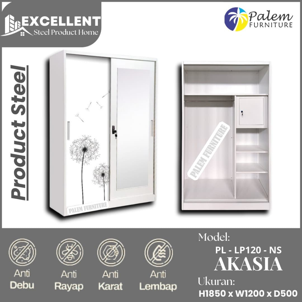 LEMARI PAKAIAN | LEMARI BESI | LEMARI BESI JUMBO PREMIUM 120