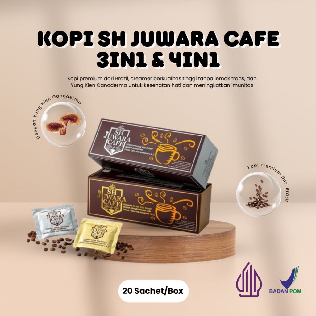 

SH JUWARA CAFE 4IN1 dan 3IN1 (20 SACHET/BOX) KOPI KESEHATAN KOPI GANODERMA KOPI KESEHATAN MENGANDUNG GANODERMA