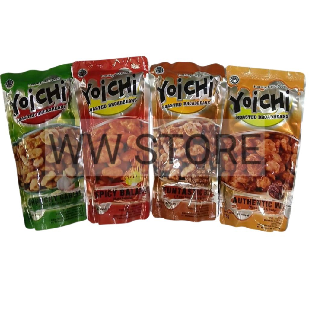

Kacang Koro Oven rasa bawang putih balado pedas sapi panggang halal MUI YOiCHi Crunchy Garlic Authentic Mala Spicy Balado Funtastic BBQ 75g