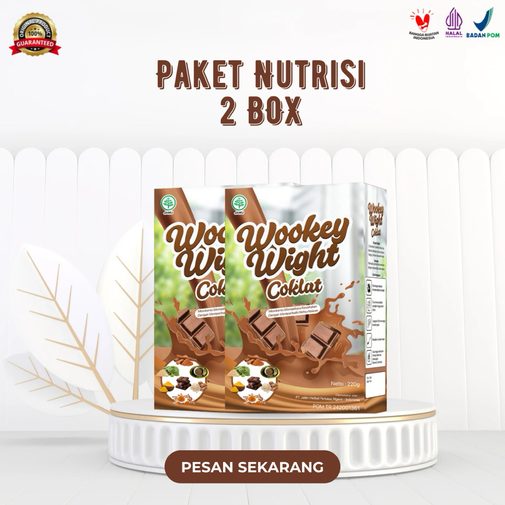 

COMBO 8.8 [2 BOX] - Wookey Wight Rasa Coklat | Susu Penambah Berat Badan 220gr | Susu Penggemuk Badan Herbal Alami | Susu Nutrisi Weight Coklat