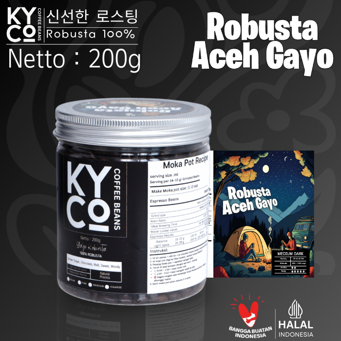 

Biji Kopi Robusta Aceh Gayo 200 gram - Espresso Beans Grade 1 | Roast Beans | Mokapot | Medium Dark Roast | Kopi Susu | Blend Kopi | Kiyowo Coffee Roastery