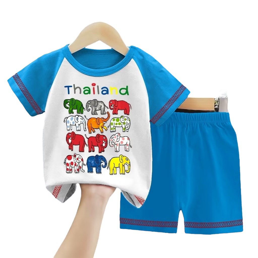 DEPH STORE - SETELAN ANAK ANAK MOTIF THAILAND GAJAH / KAOS SETELAN ANAK COWOK CEWEK / BAJU SETELAN A