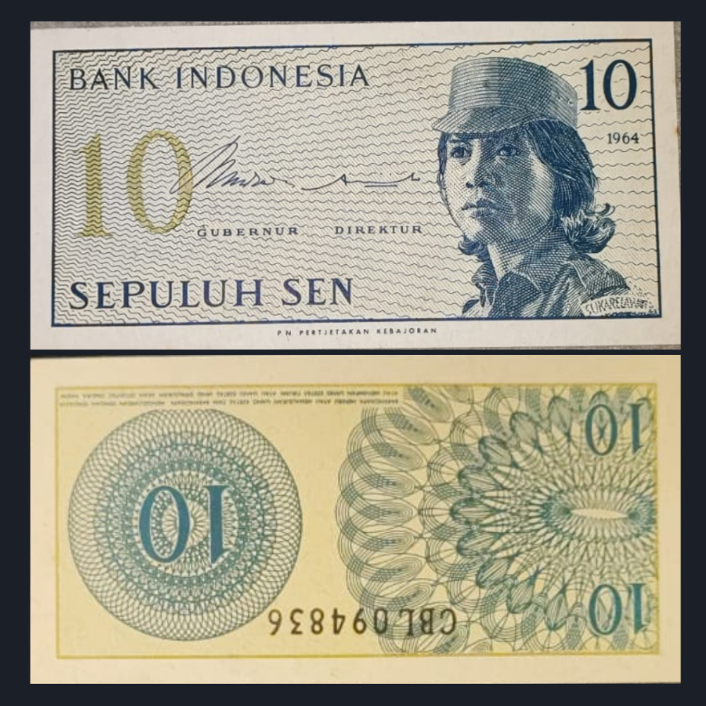 Uang Kuno Indonesia 10 Sen Sukarelawan Dwikora Tahun 1964 | UNC | Gress