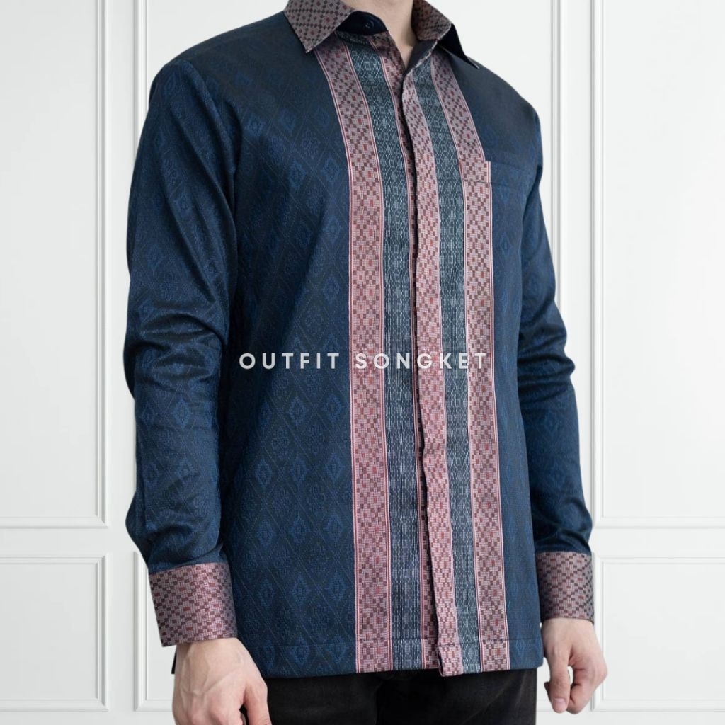 Kemeja Tenun Songket Baron | Kemeja Lengan Panjang | Kemeja Tenun Pria | Kemeja Kantor | Kemeja  Kon
