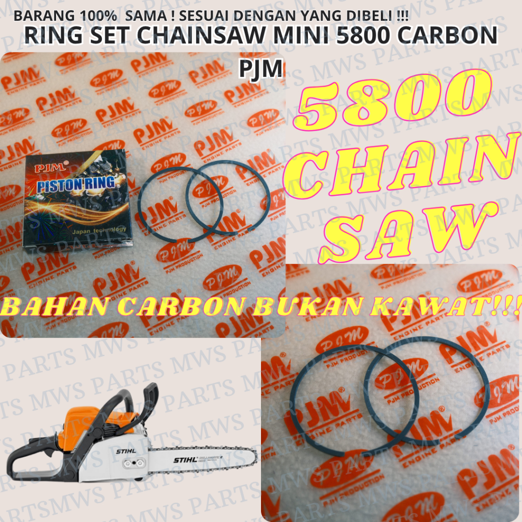 RING SET RING PISTON RENG KOMPLIT RING KOMPLET RENG SET MESIN CHAINSAW MINI SENSO KECIL SINSO MINI S