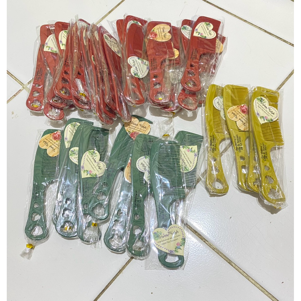 Souvenir Pernikahan Sisir Lobang Kecil / Mini Kemas Plastik / Sisa Sovenir Pernikahan Sudah Ada Kart