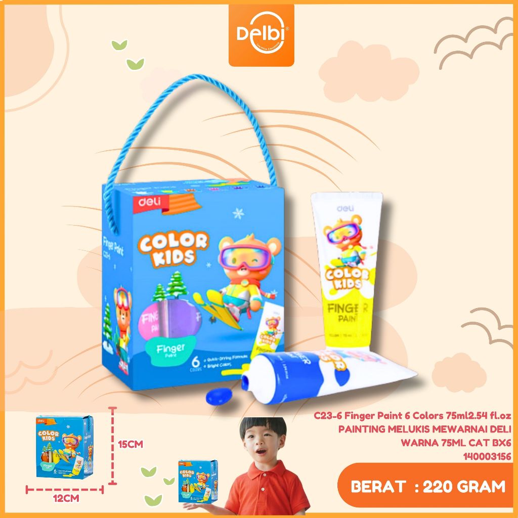 

Cat Lukis Jari / Finger Paint Color Kids DELI C23-6 C23-6 Finger Paint 6 Colors 75ml2.54 fl.oz PAINTING MELUKIS MEWARNAI DELI WARNA 75ML CAT BX6