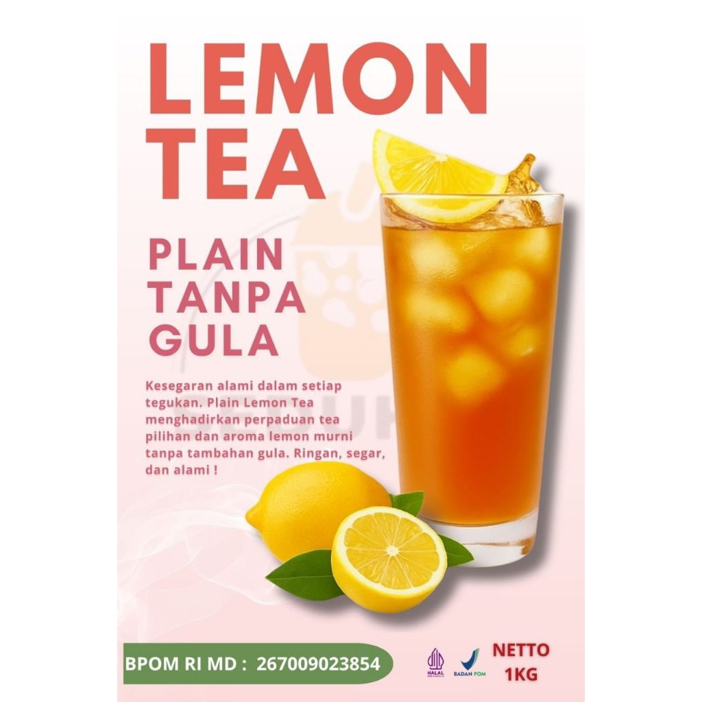 BUBUKTEH PREMIUM BUBUK TANPA GULA/ PLAIN PURE LEMON TEA 1KG
