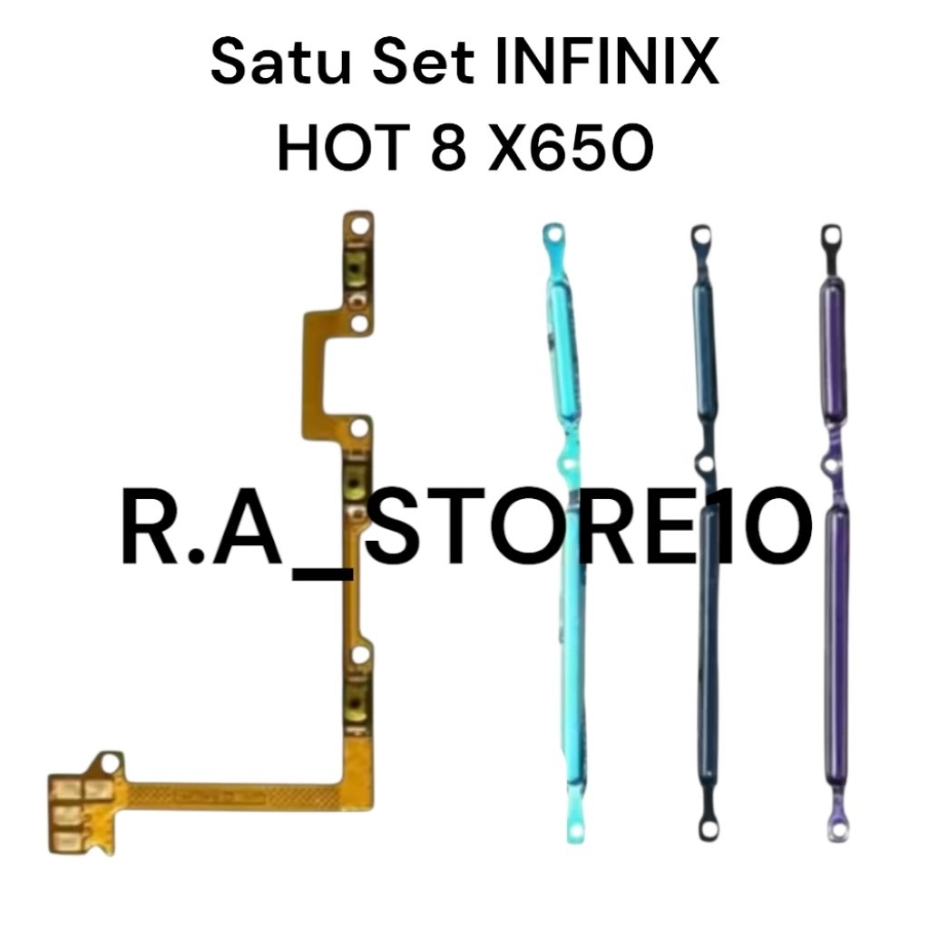 Satu Set INFINIX Hot 8 X650 X650C | Flexi Flexibel Flexible Fleksibel On Off Volume + Tombol Luar Po