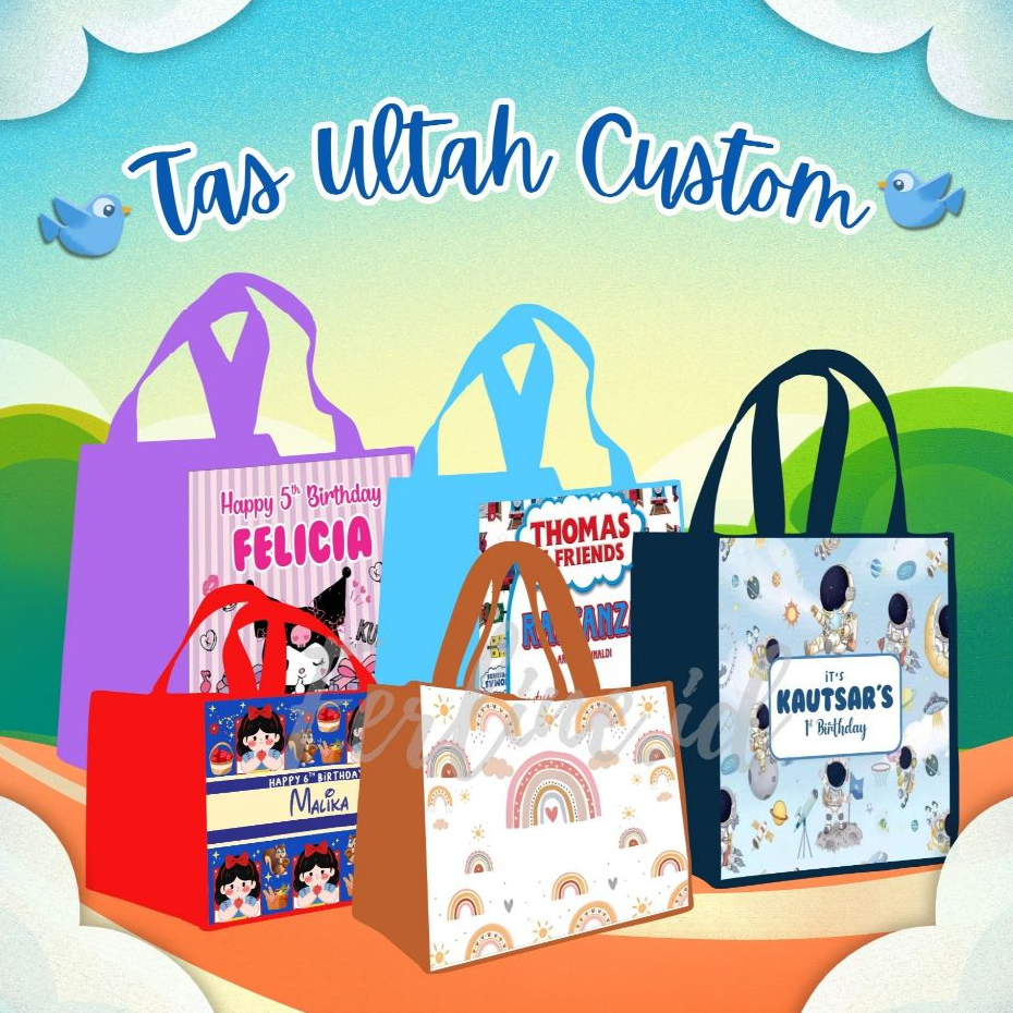 

Tas Ultah Custom/Tas Ultah/Souvenir Ulang Tahun/Goodie Bag/Goodie Bag Custom/Free Custom Desain