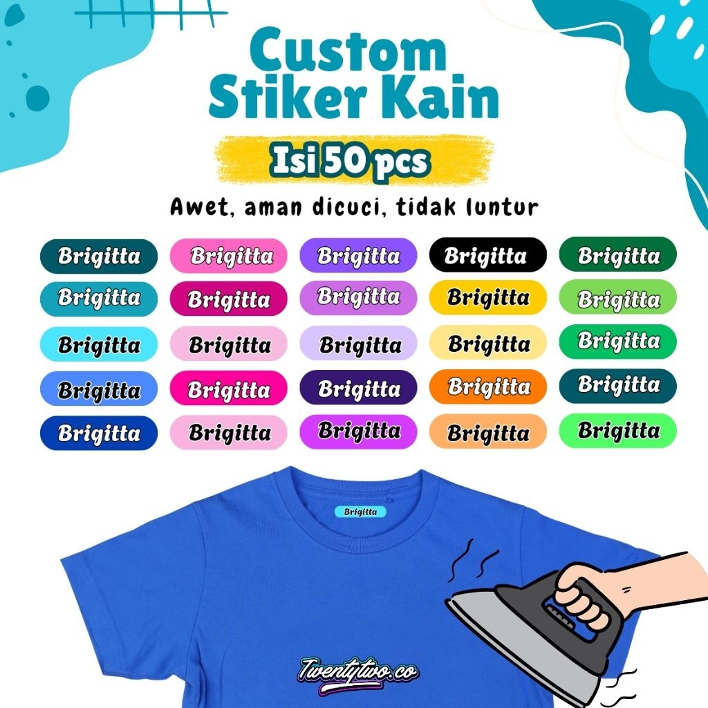 

CUSTOM STIKER KAIN / STIKER SABLON SETRIKA / STIKER NAMA / STIKER SABLON NAMA KAOS