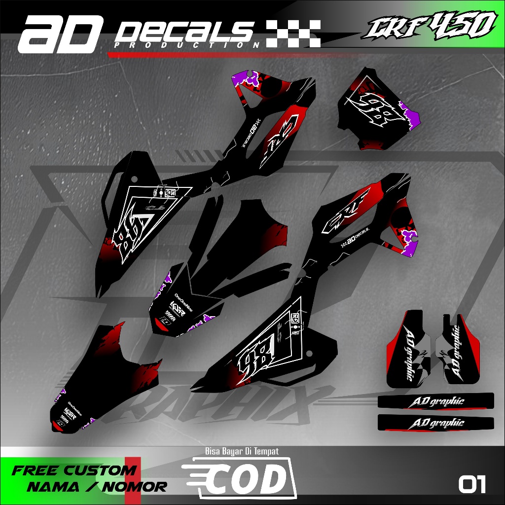 Stiker Decal Motor Honda Crf 150/Crf 450 Fullbody Superglossy Design Simpel AD decals-01