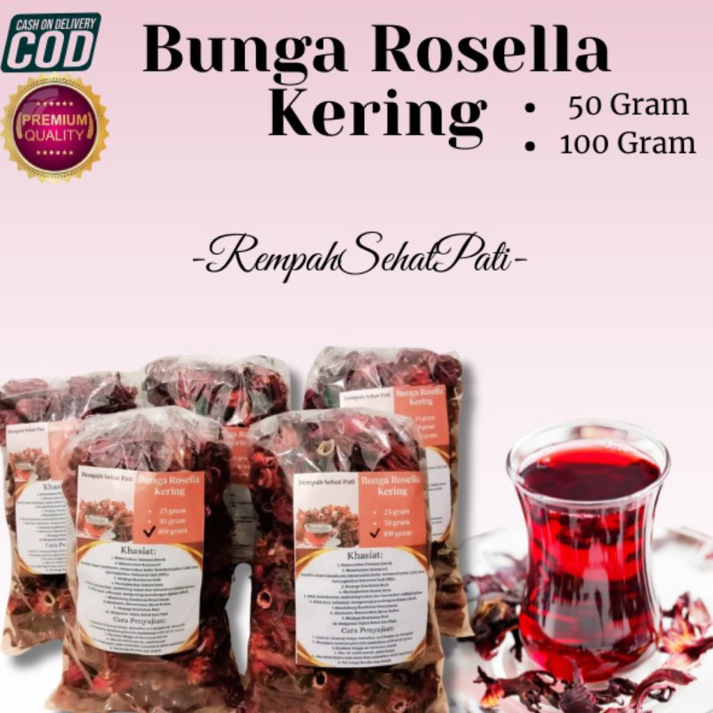

BUNGA ROSELLA MERAH KERING 100 GRAM 50 GRAM