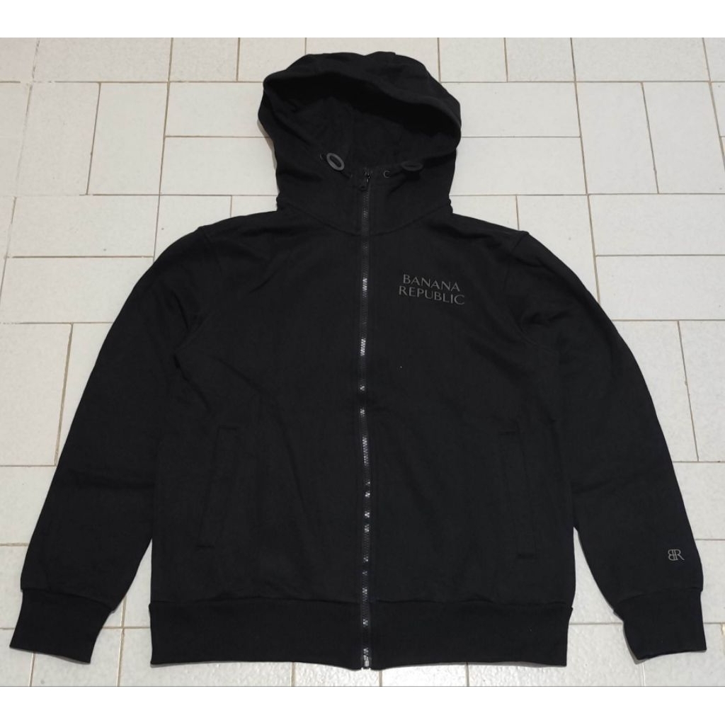Jaket Sport Hoodie Zipper Banana Republic Hitam