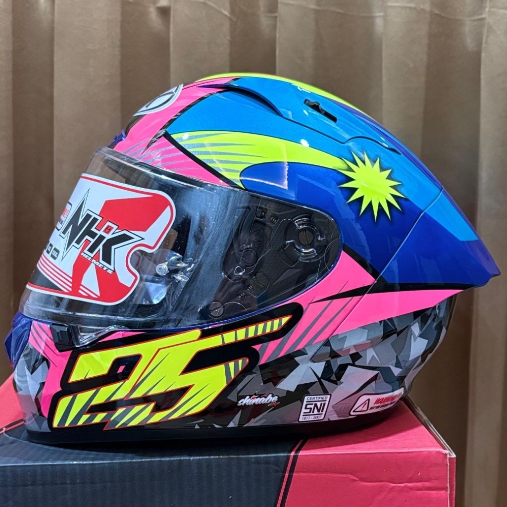 NHK GPR TECH STREET AZLAN SHAH BLUE PINK ORIGINAL | HELM FULL FACE NHK GPR MOTIF SPESIAL GP EDITION 