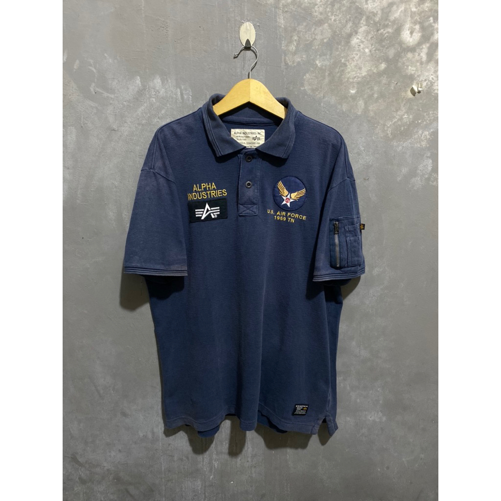 Alpha industries polo shirt vintage military