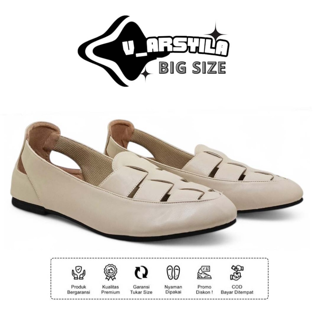 V_ARSYILA Big Size - 40 41 42 43 44 45 / Sepatu Formal Wanita Ukuran Super Besar / Sepatu Flat Shoes