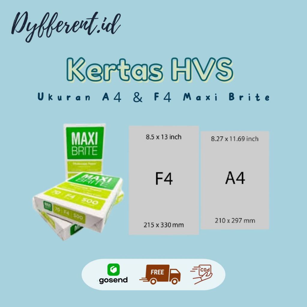

Kertas HVS A4 / F4 Maxi Brite 70gsm (per 20 lembar)