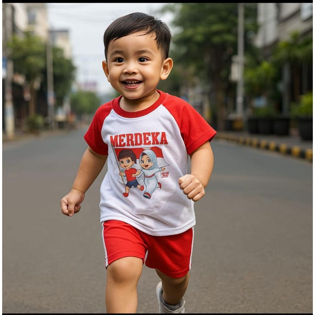 Setelan Kaos Anak Indonesia Series 1-10 Tahun Unisex | Baju Anak Laki Cewek Cowok Lucu | Kaos C...