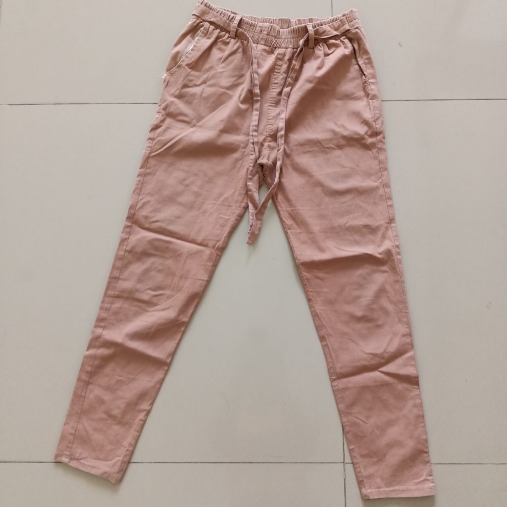 Celana panjang wanita katun coklat susu PRELOVED
