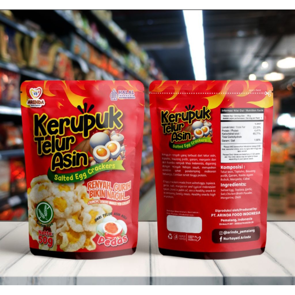

ARINDA Kerupuk Telur Asin Pedas
