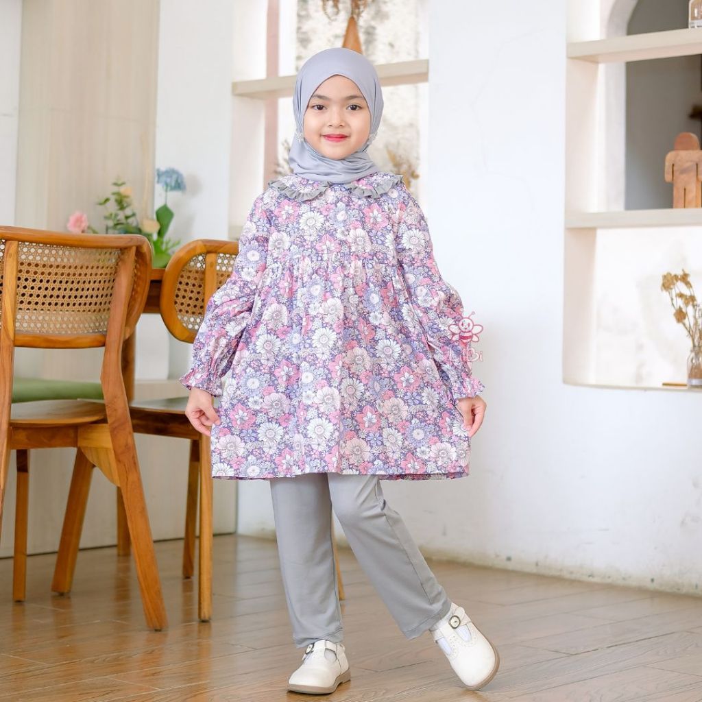 Daisy One Set Setelan Muslim Anak Baju Muslim Usia 1-6 Tahun Bahan Katun - One Set Anak Motif - Sete