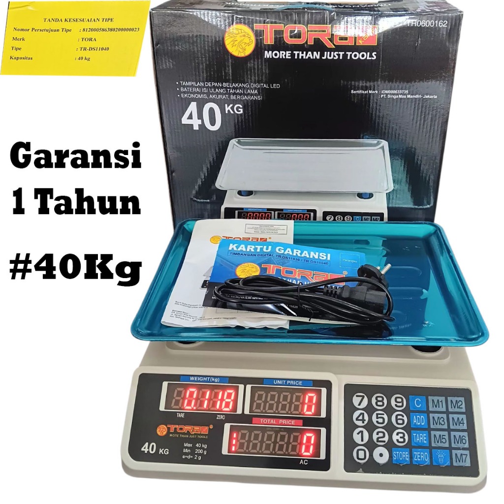 BY Japan TORA Timbangan Duduk Digital Digital Scale 40 Kg Tora Timbangan Buah Sayur
